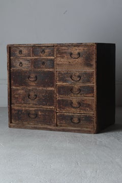 Japanese Antique Tansu / Cabinet  Drawer / Meiji Period Wabi-Sabi Mingei