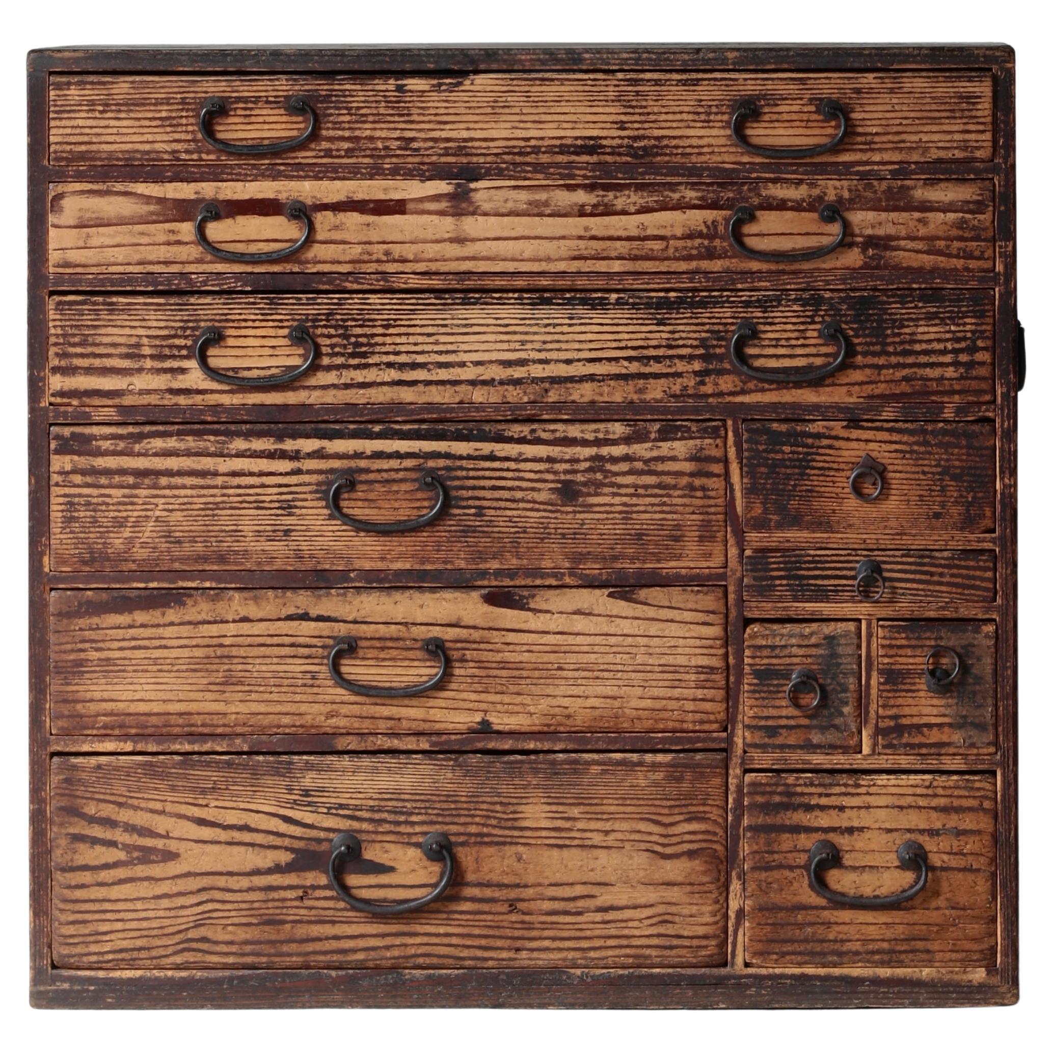 Japanese Antique Tansu / Drawer Cabinet / 1875s Meiji Period / Wabi-Sabi Mingei