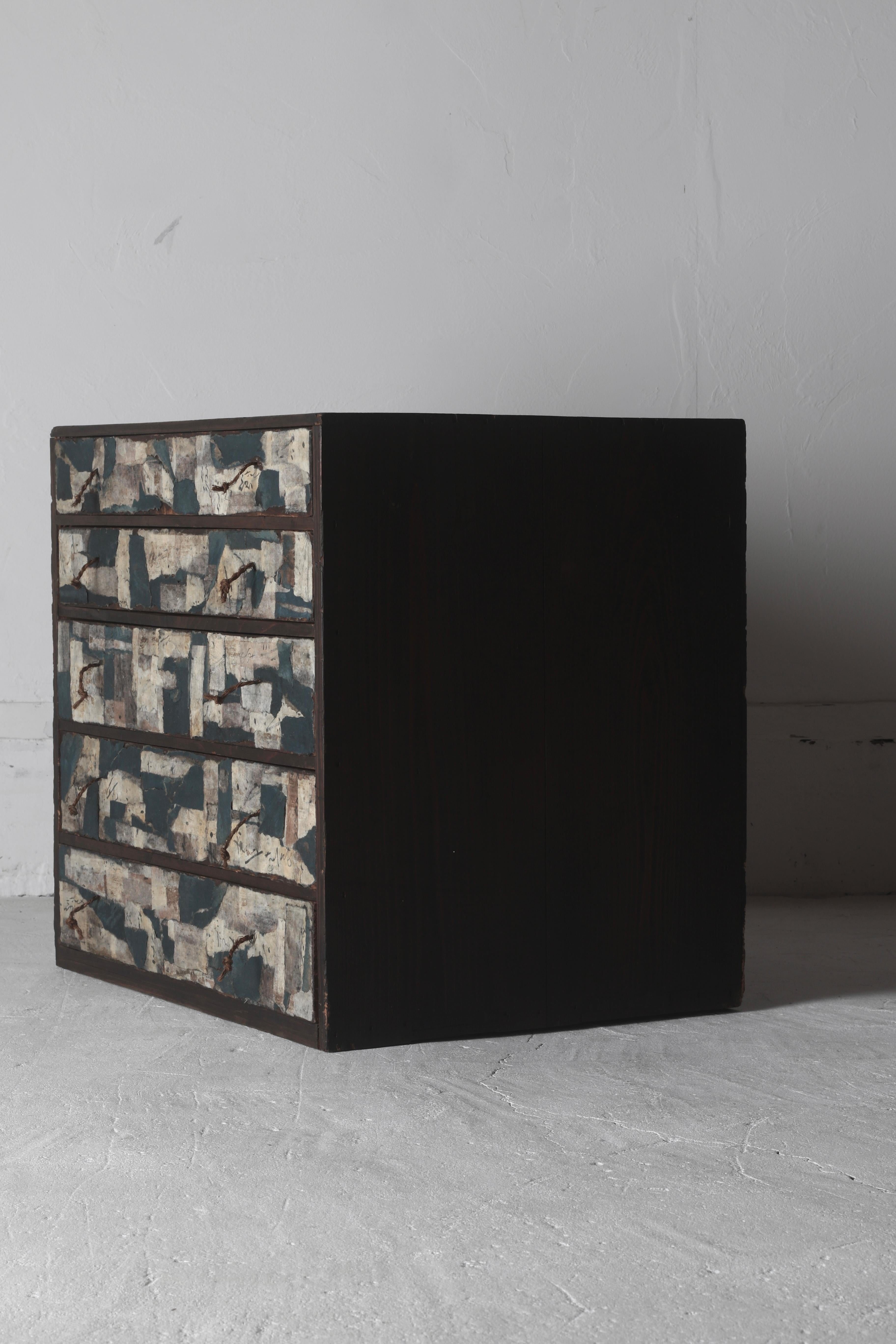 Tansu Antiguo Japonés / Armario Japonés de Papel Encolado / Wabi-Sabi Mingei 3