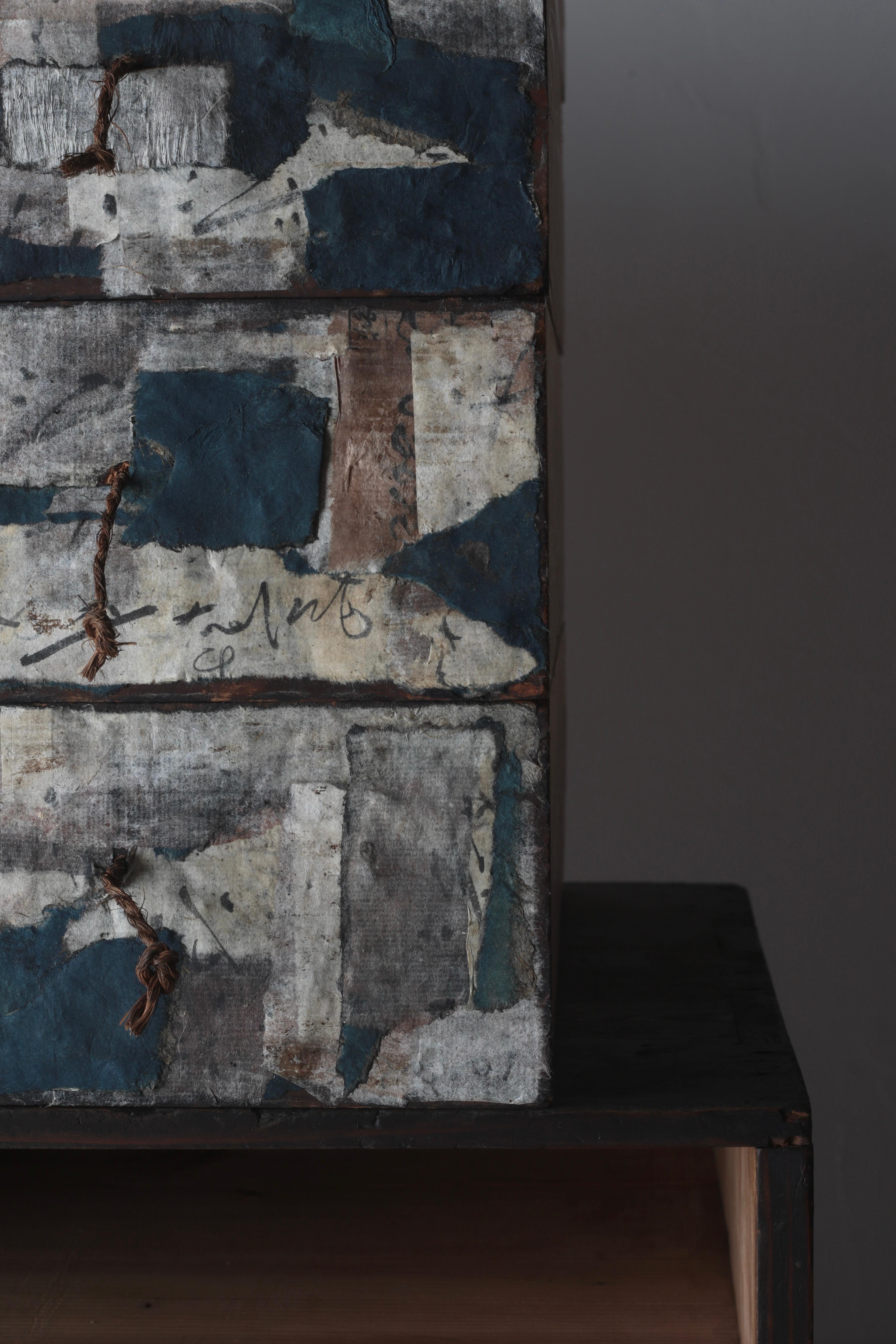 Tansu Antiguo Japonés / Armario Japonés de Papel Encolado / Wabi-Sabi Mingei 13