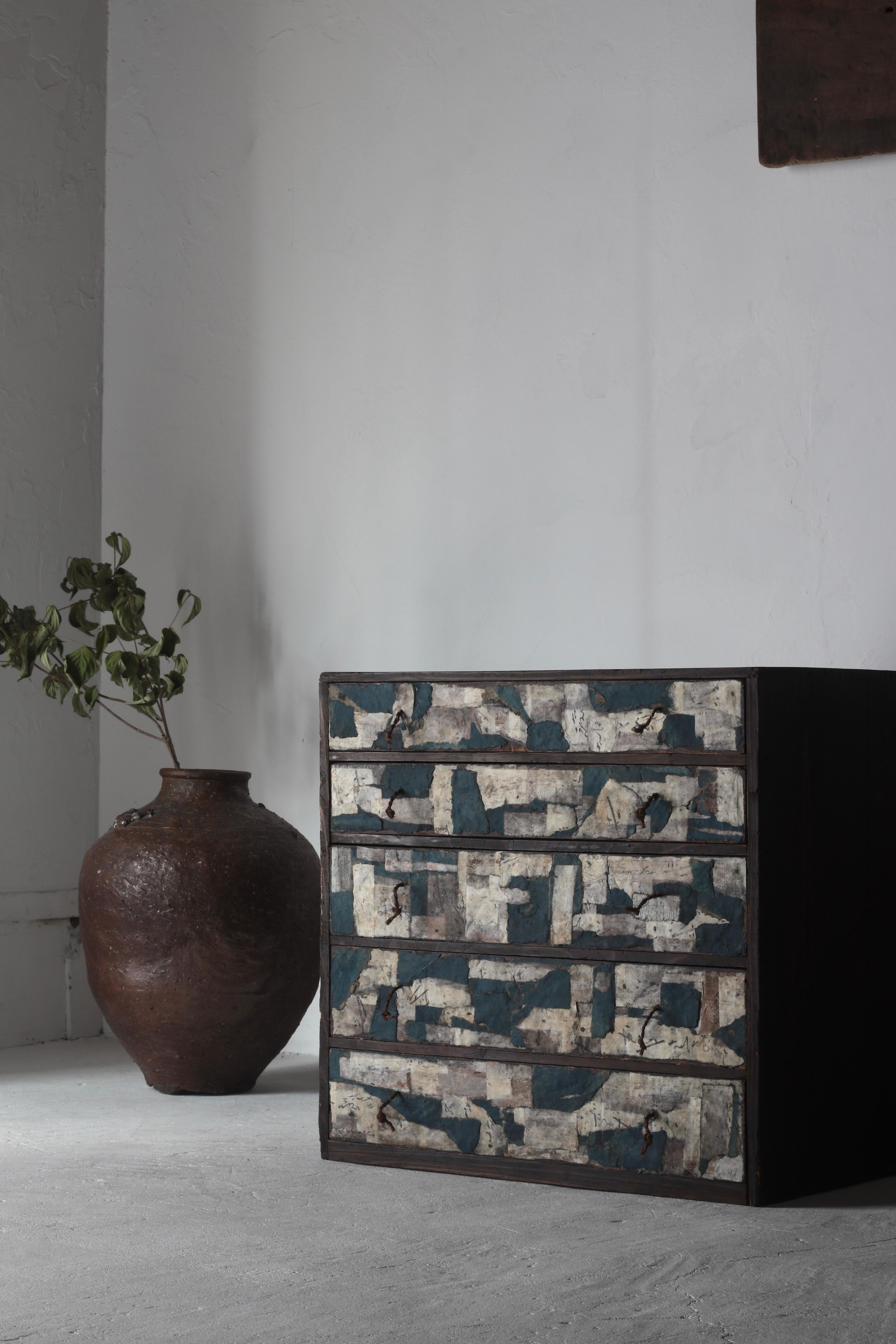 Tansu Antiguo Japonés / Armario Japonés de Papel Encolado / Wabi-Sabi Mingei 1