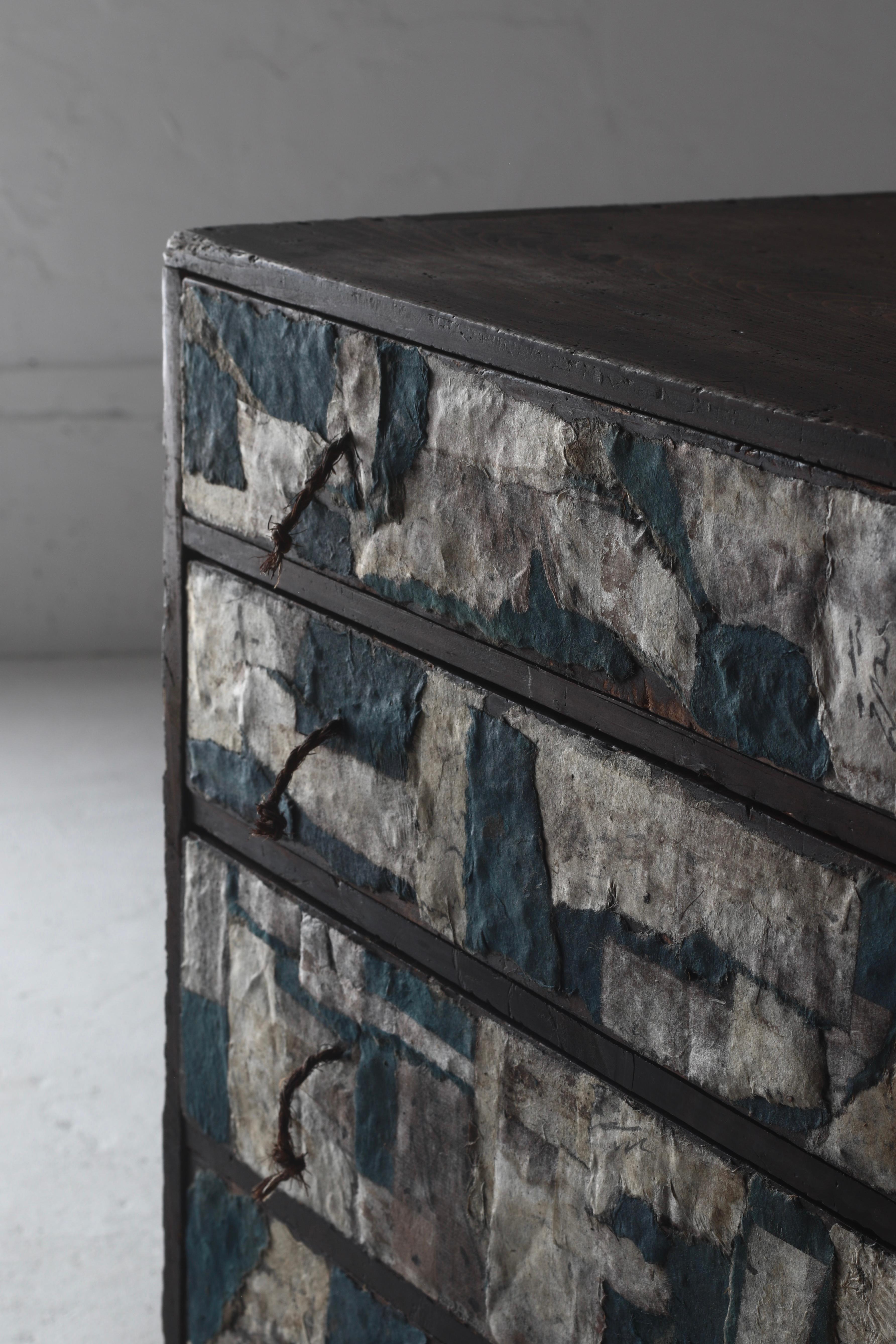 Tansu Antiguo Japonés / Armario Japonés de Papel Encolado / Wabi-Sabi Mingei 2