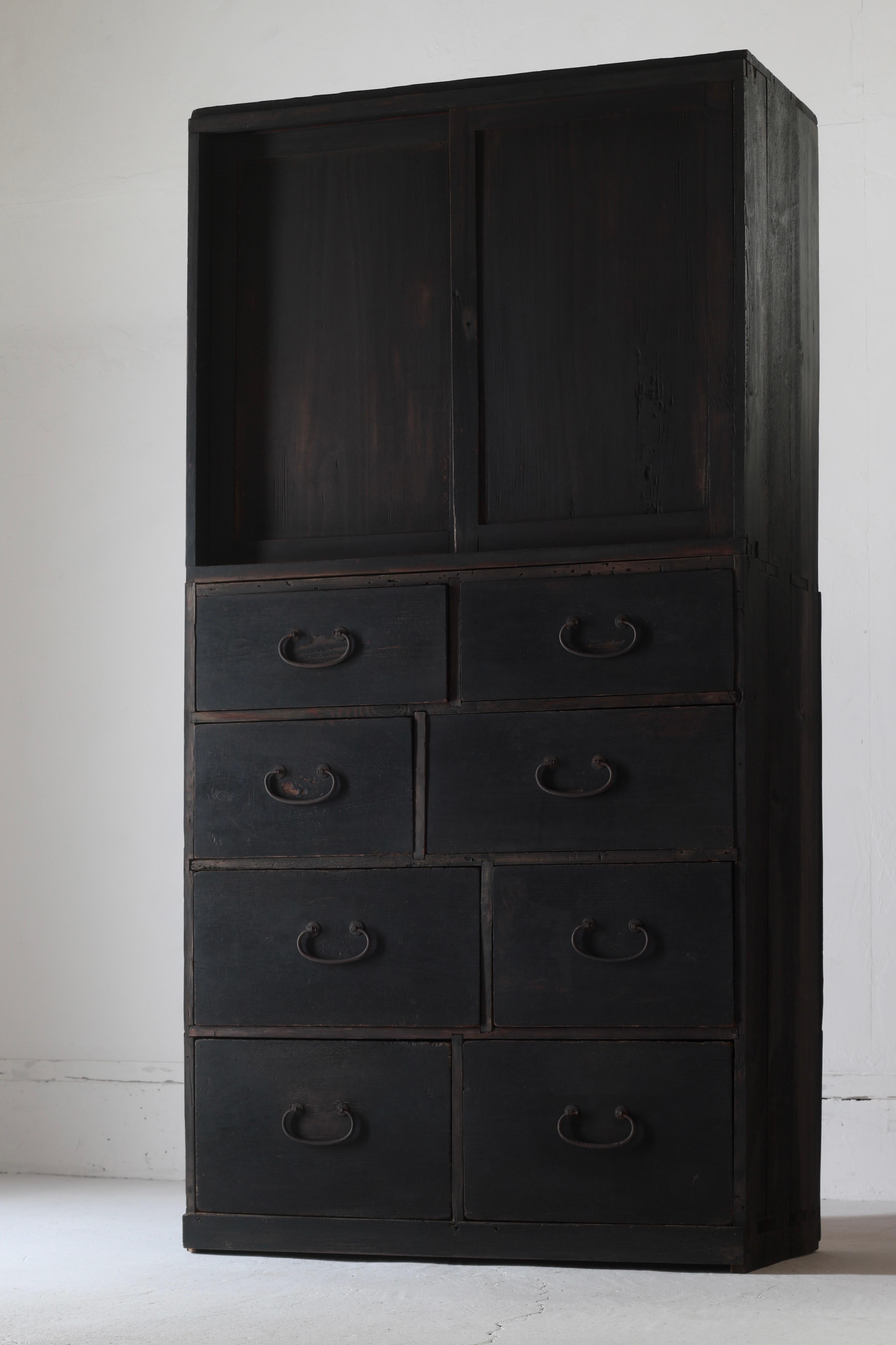 Wood Japanese Antique Tansu Storage/Cabinet/Meiji period/WabiSabi