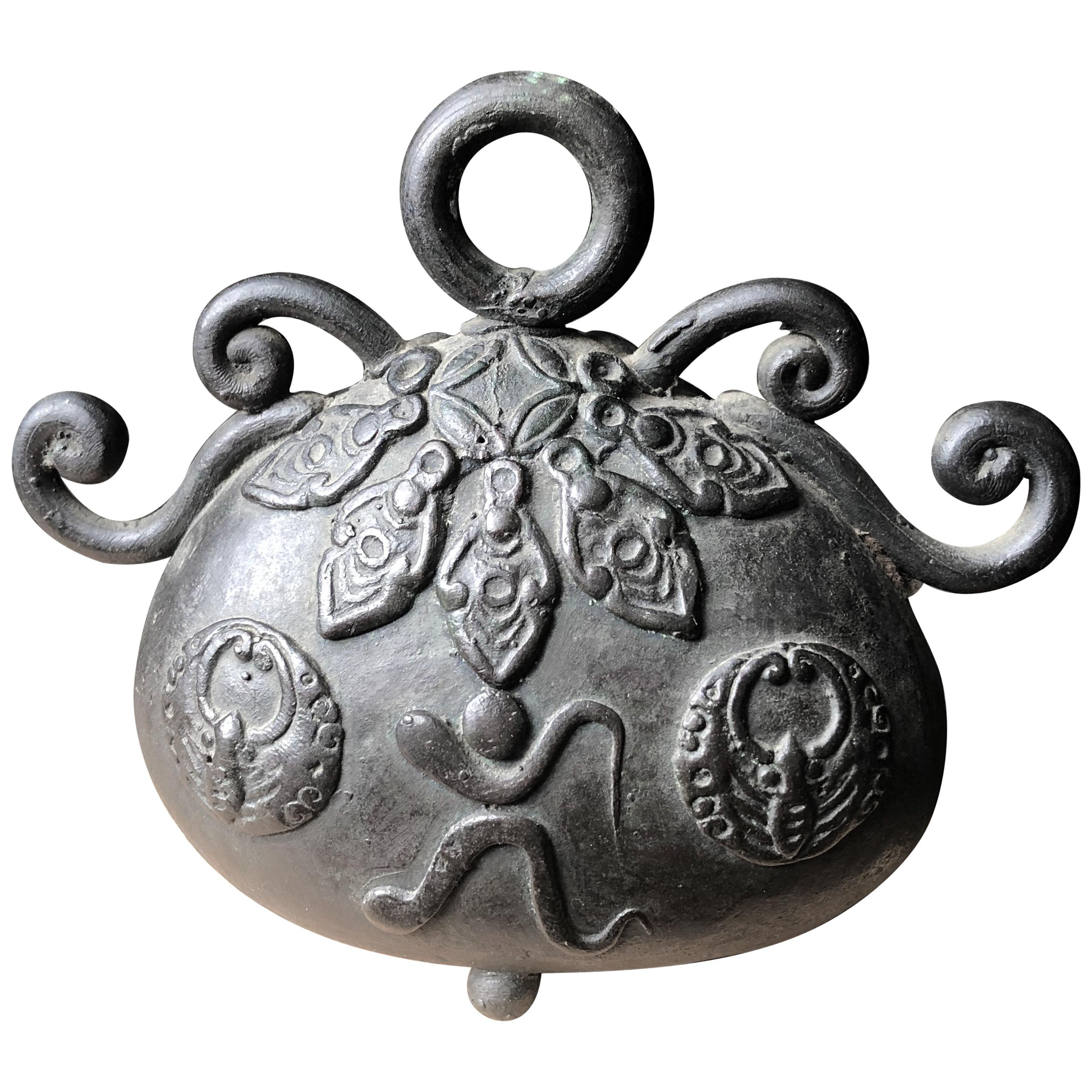 Japanese Antique "Tea Ceremony" Bronze Hand Bell 19th Century, Lovely Sound