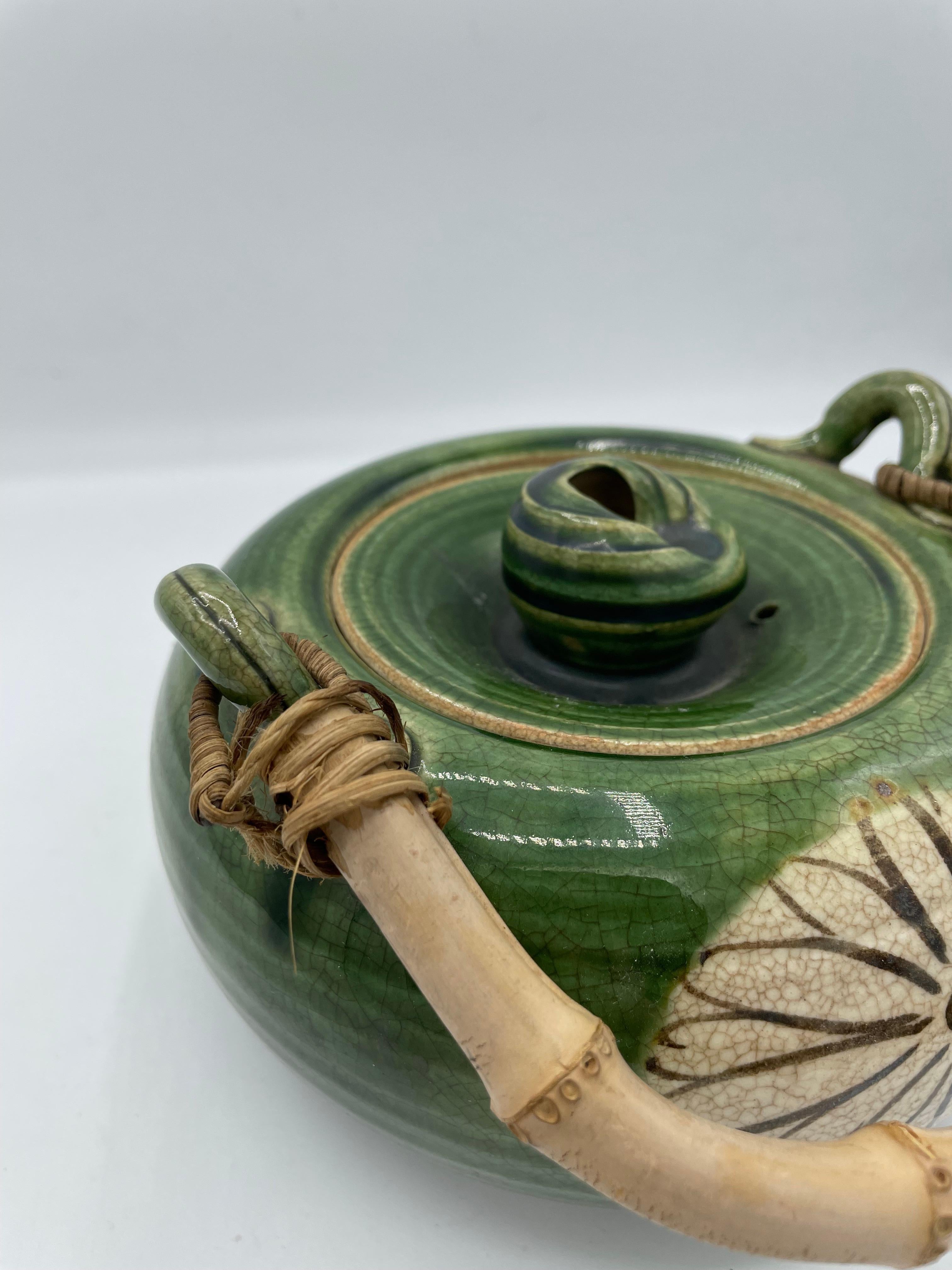 Japanese Antique Tea Pot Oribe Style, 1920s 6