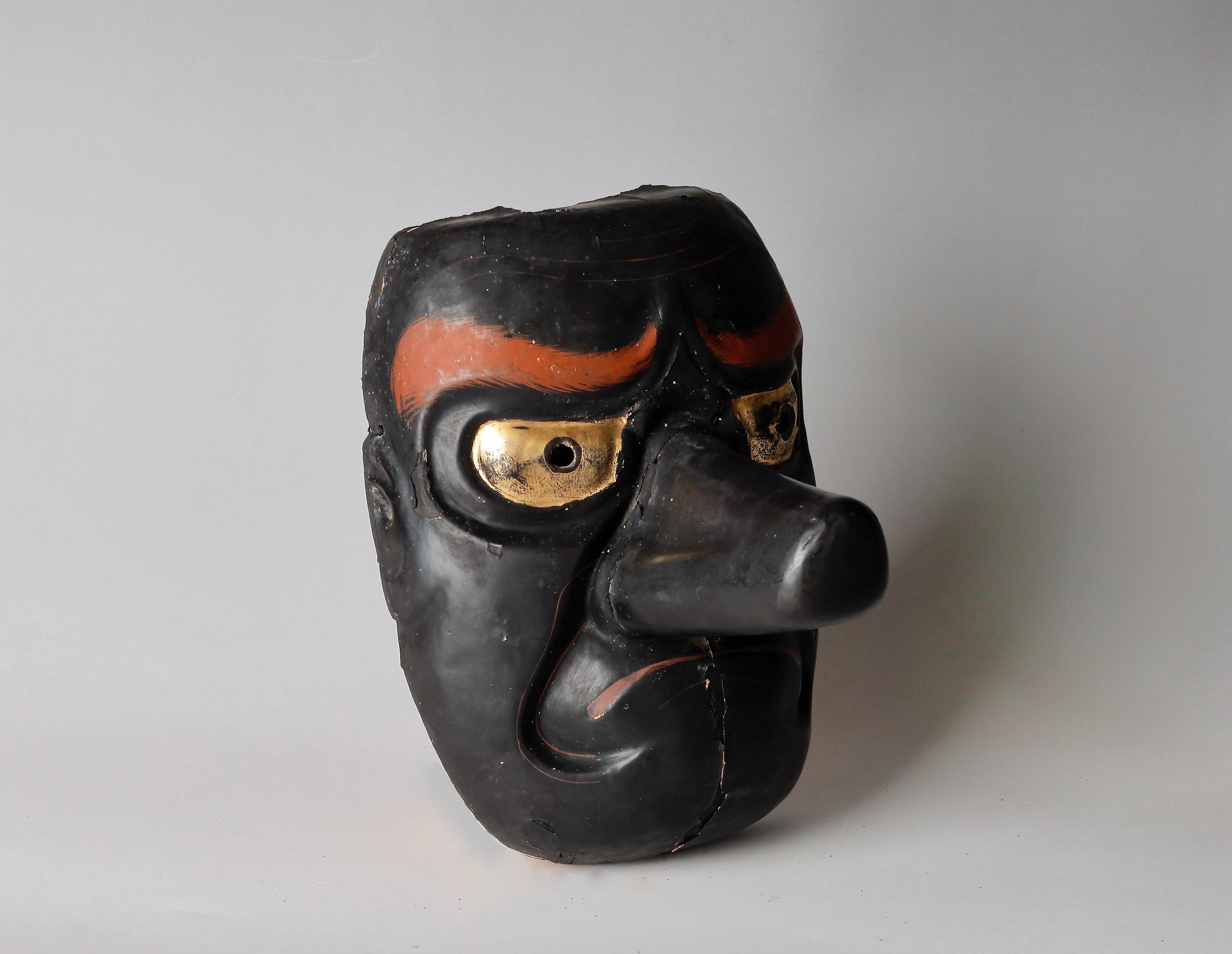 Sculpté à la main Masque Tengu ancien japonais, 18ème siècle