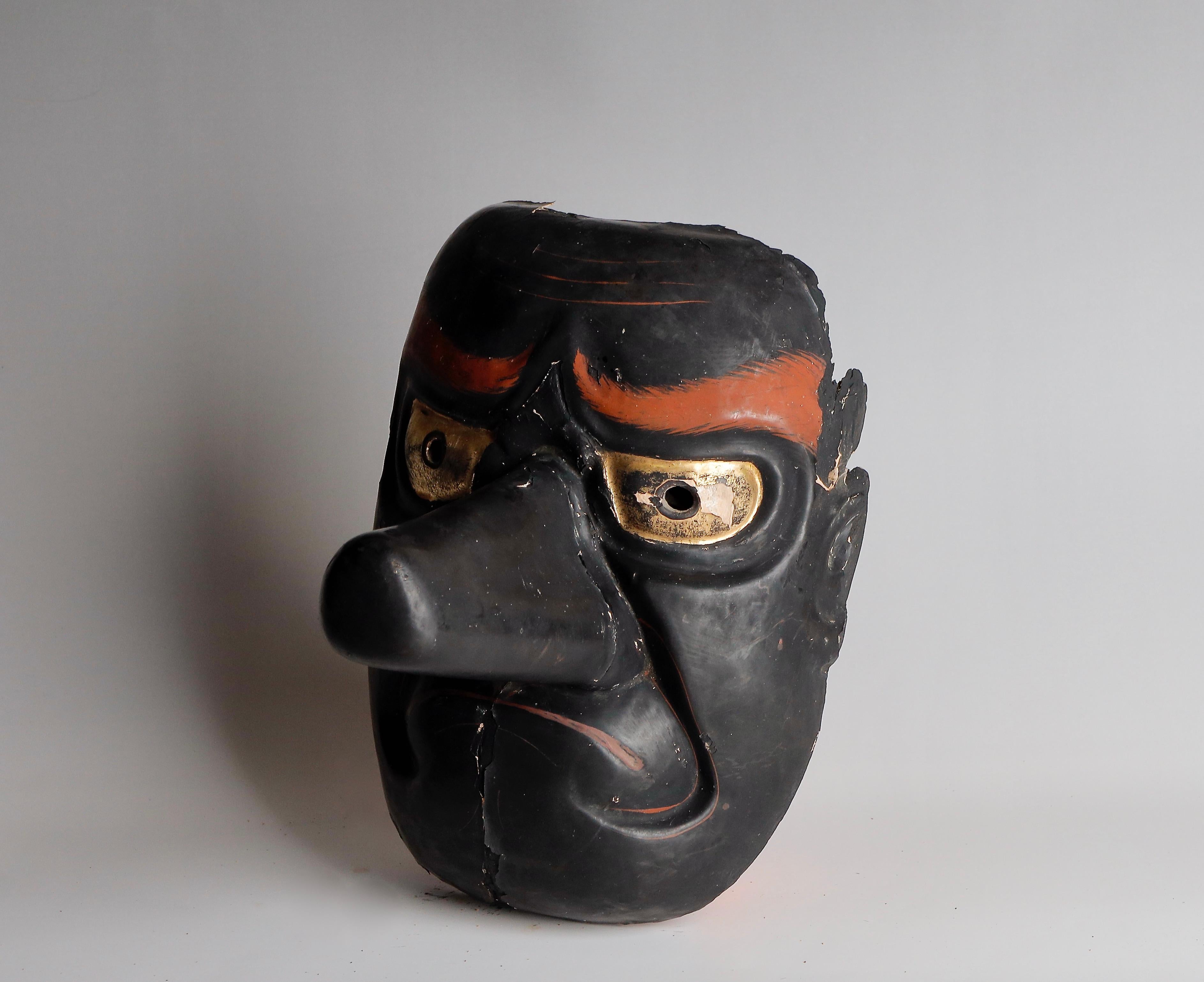 Wood Japanese Antique Tengu Mask, 18th Century