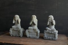 Japanische Antiquität: Drei Affen aus der Edo-Zeit / 19. Jahrhundert / "San-en"