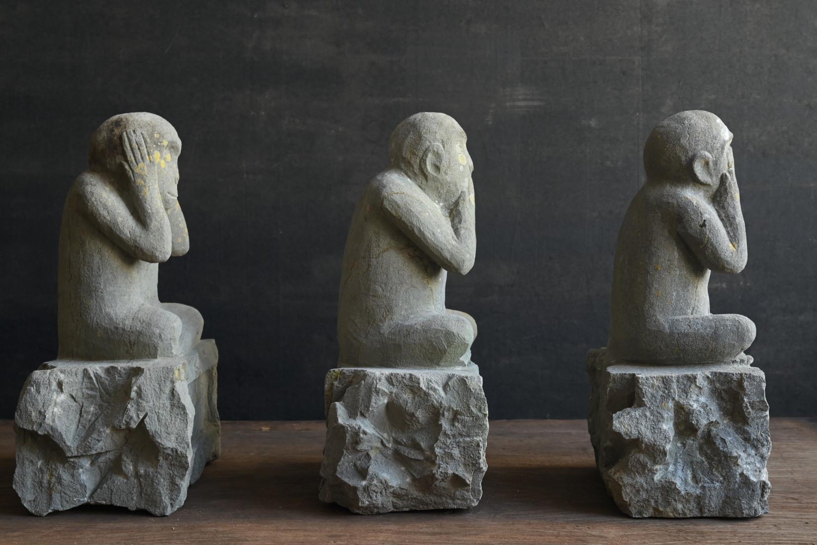 Japanese antique: Three monkeys from the Edo period / 19th century / 