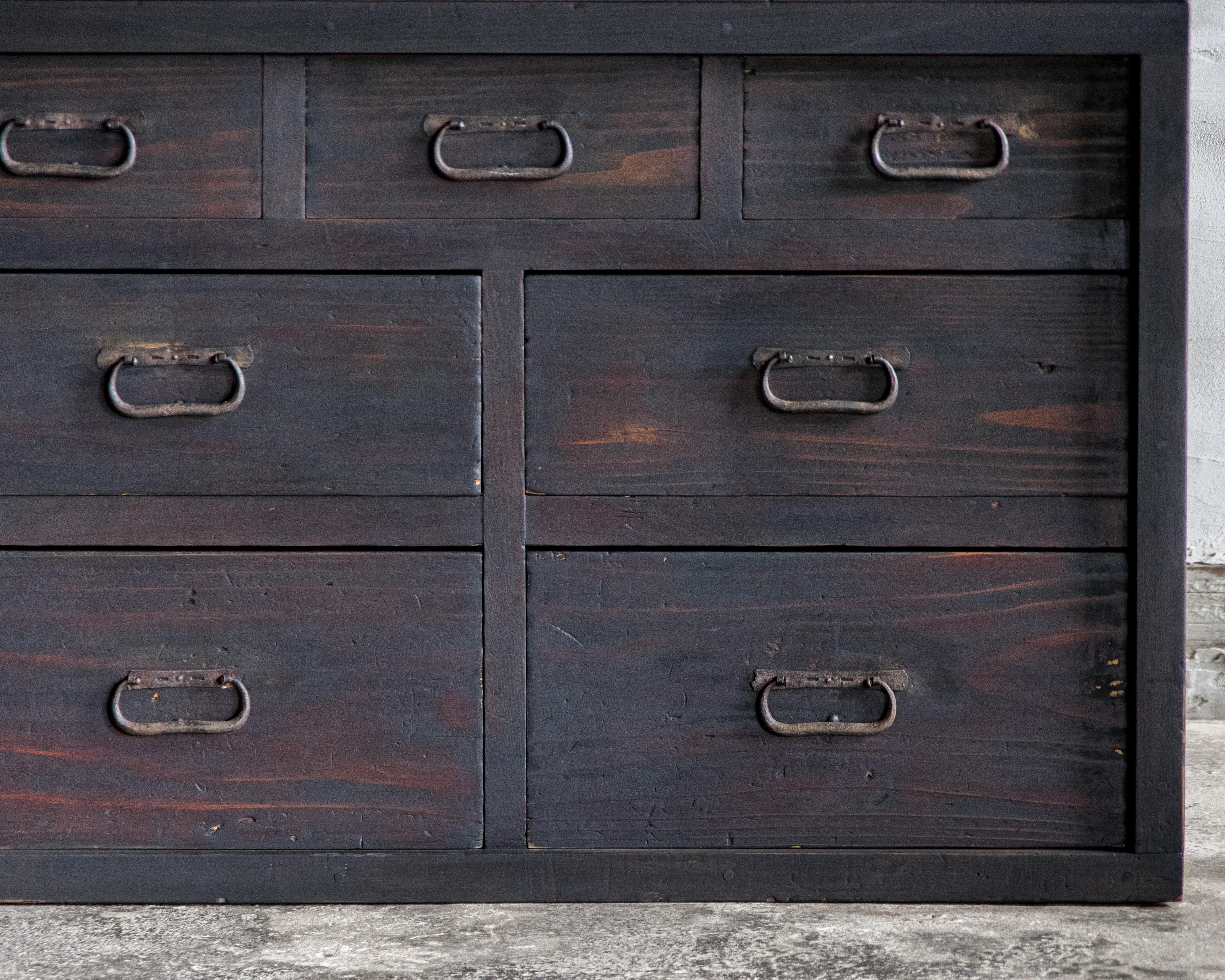 Credenza antica giapponese a tre sezioni, fine Meiji (1890-1912) in vendita 2