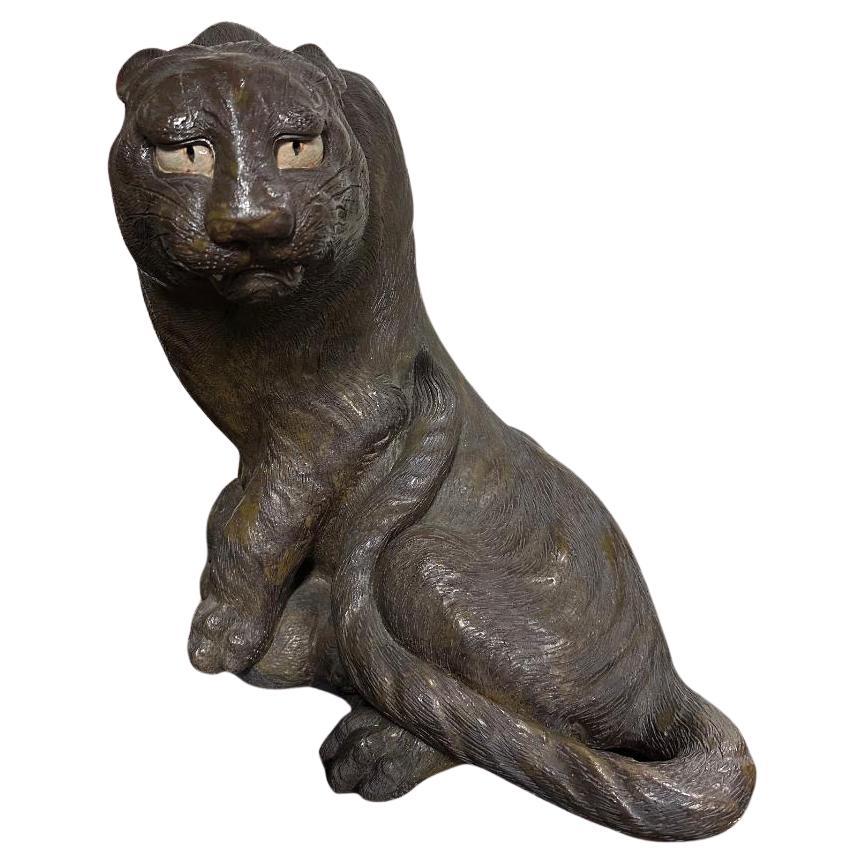Japanese Antique Tiger With Baby Handmade Hand Glazed Master Work 10