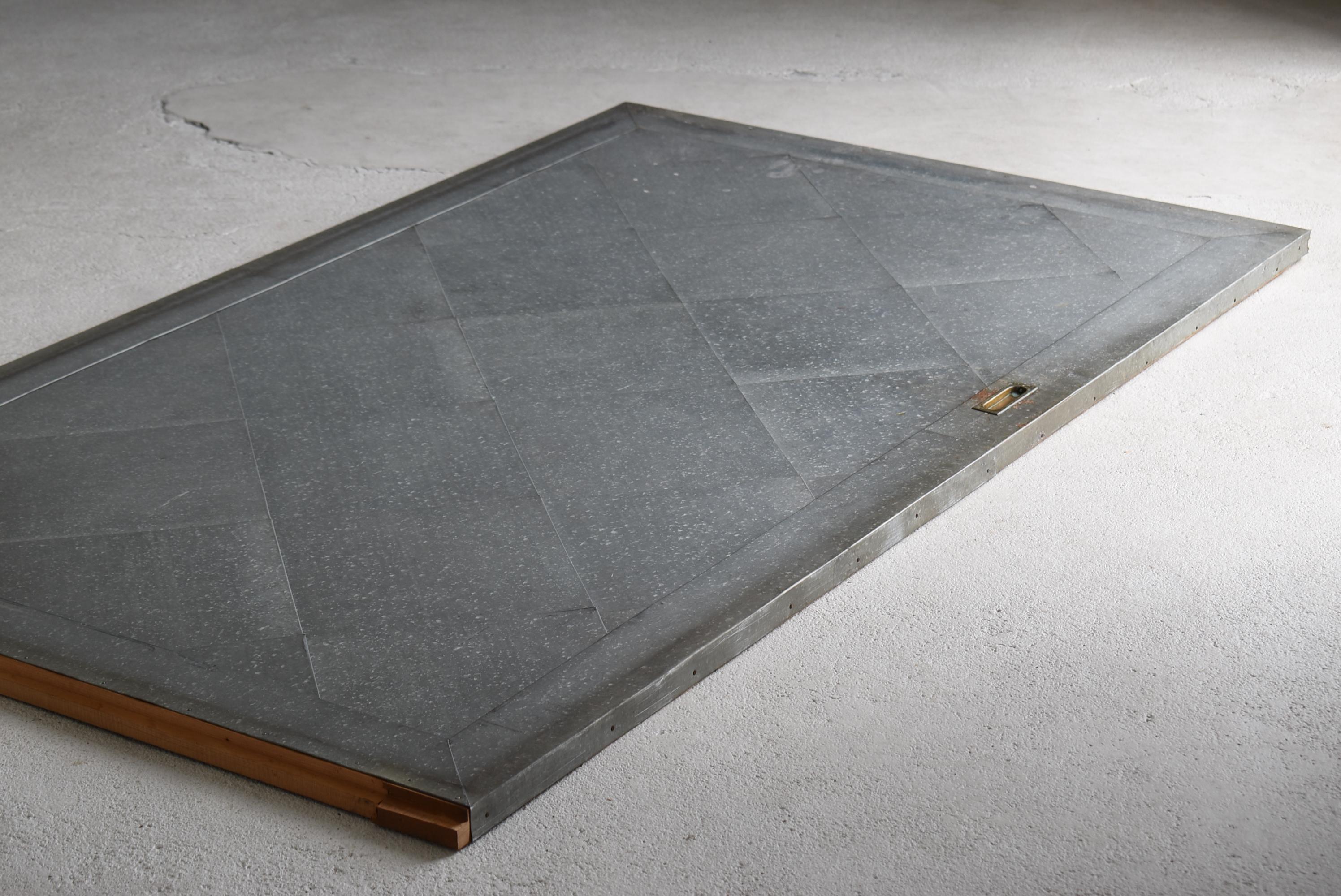 Japanese Antique Galvanized Steel-Clad Sliding Door 1860s-1920s / Wabisabi For Sale 6