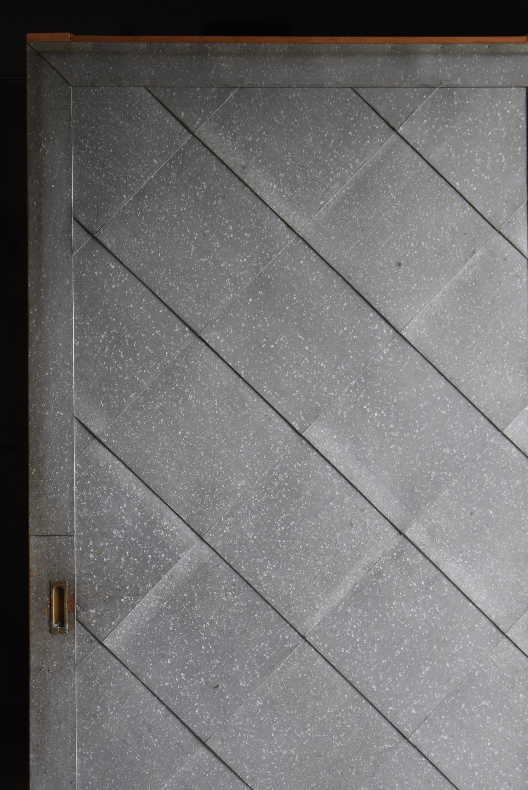 Meiji Japanese Antique Galvanized Steel-Clad Sliding Door 1860s-1920s / Wabisabi For Sale