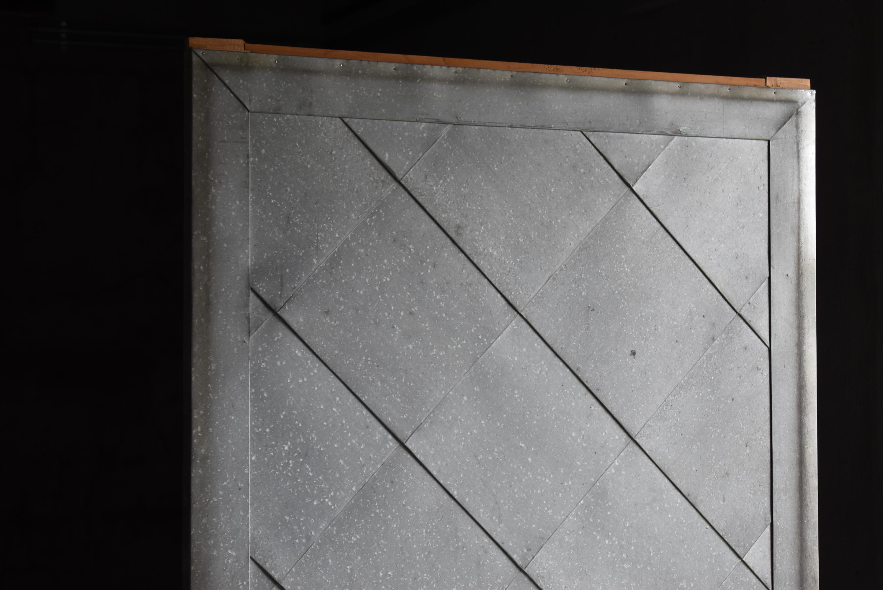 20th Century Japanese Antique Galvanized Steel-Clad Sliding Door 1860s-1920s / Wabisabi For Sale