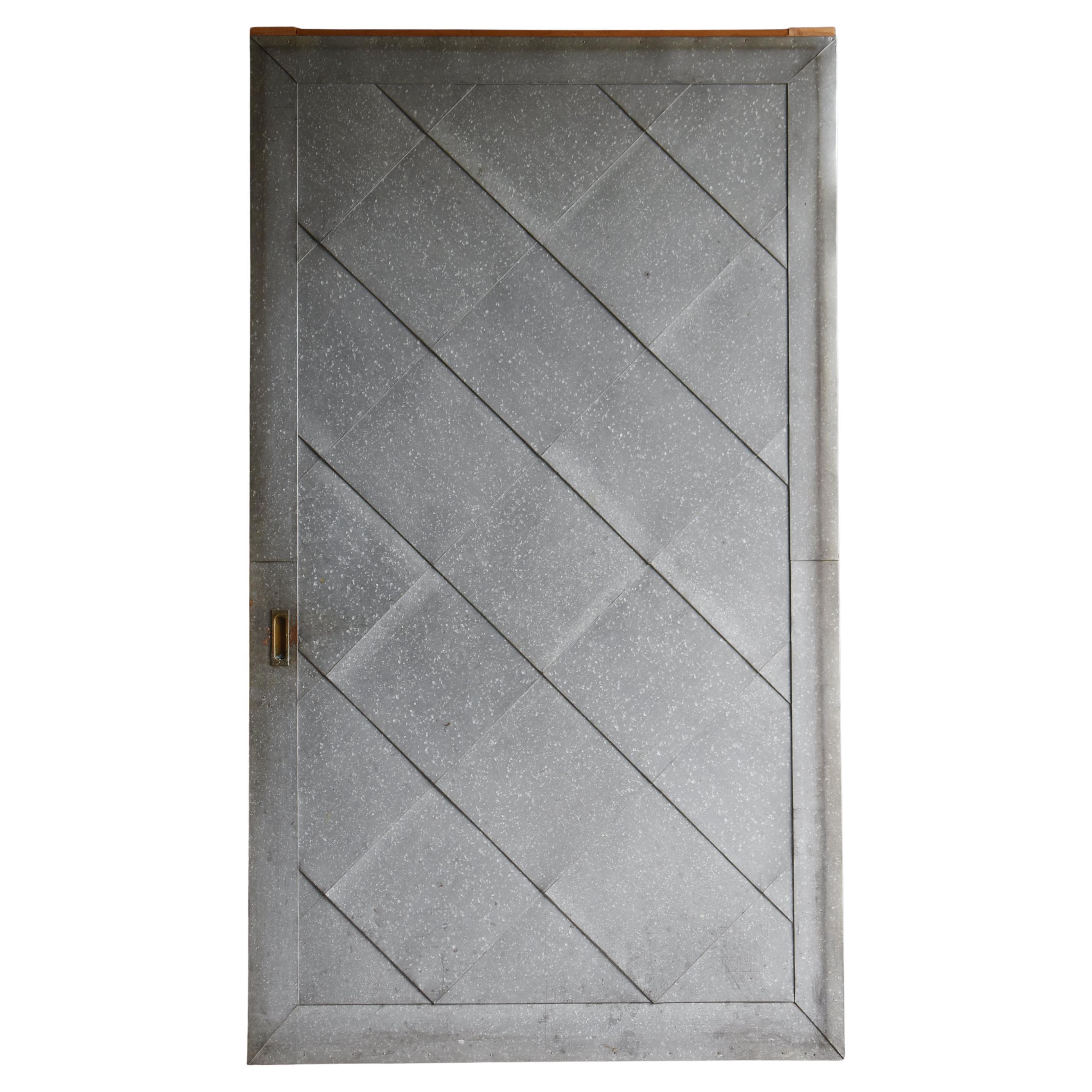Japanese Antique Galvanized Steel-Clad Sliding Door 1860s-1920s / Wabisabi For Sale