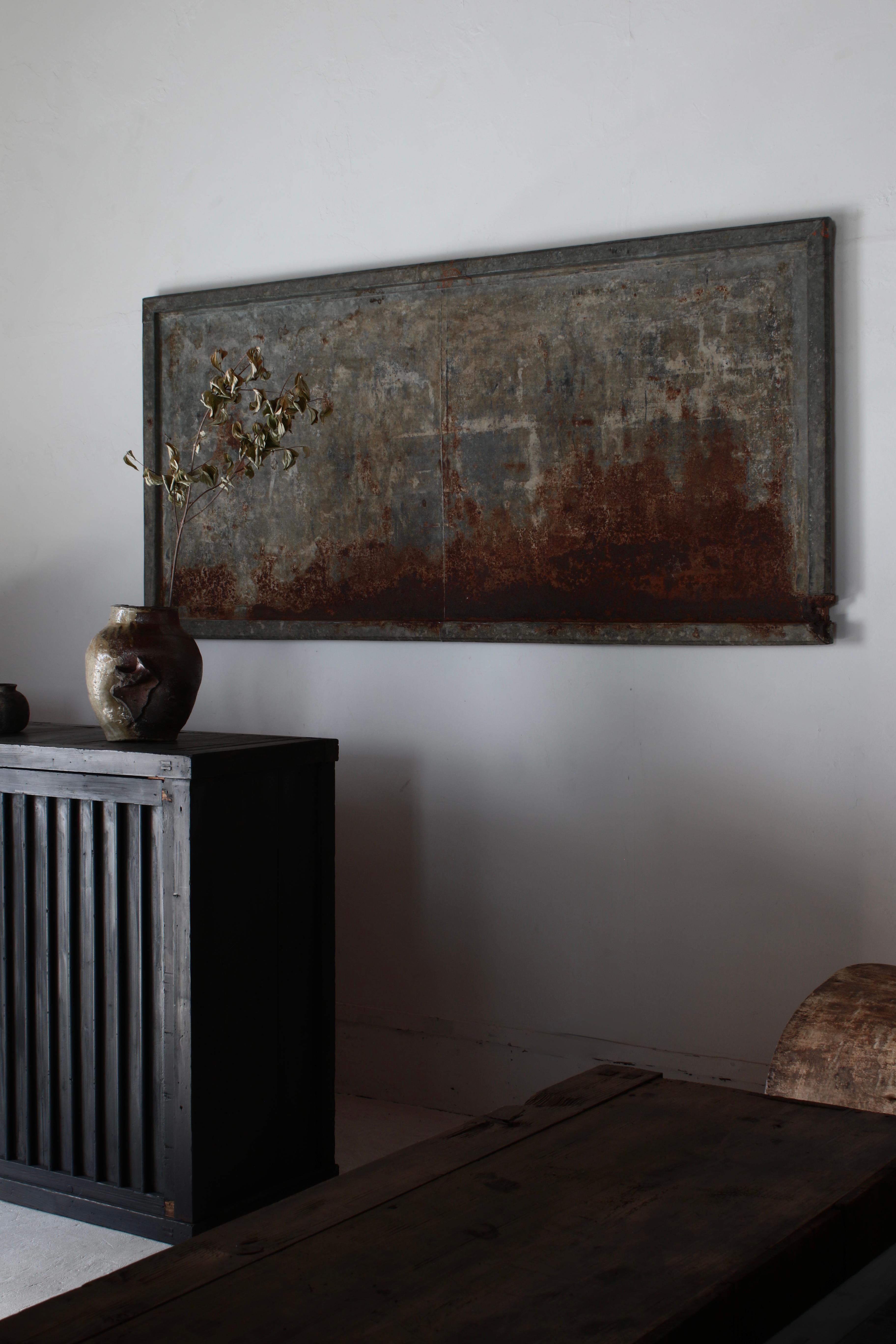 Arte Japonés Antiguo de Hojalata / Decoración de Pared / Wabi-sabi Carpintería en venta