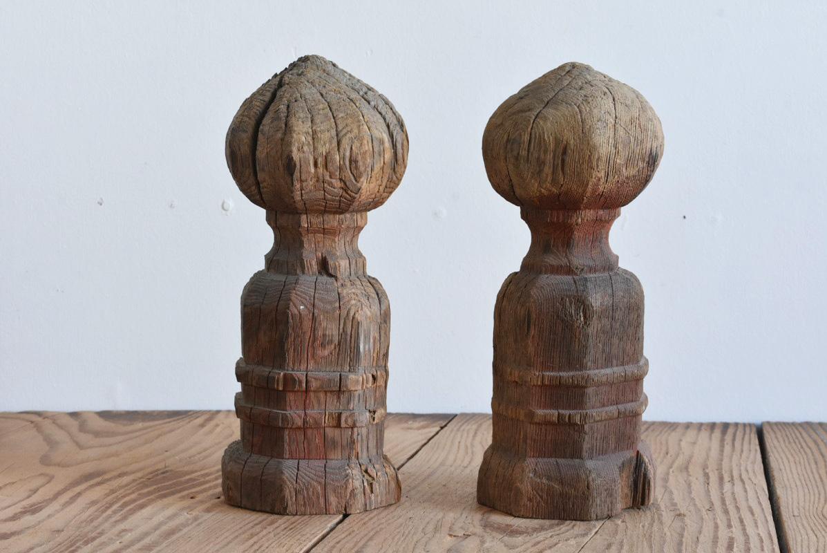 Hand-Carved Japanese Antique Traditional Design Wood Carving / Wabi-Sabi Art / Edo Period