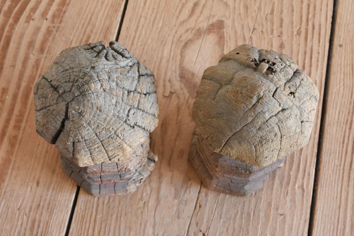 Japanese Antique Traditional Design Wood Carving / Wabi-Sabi Art / Edo Period In Good Condition In Sammu-shi, Chiba