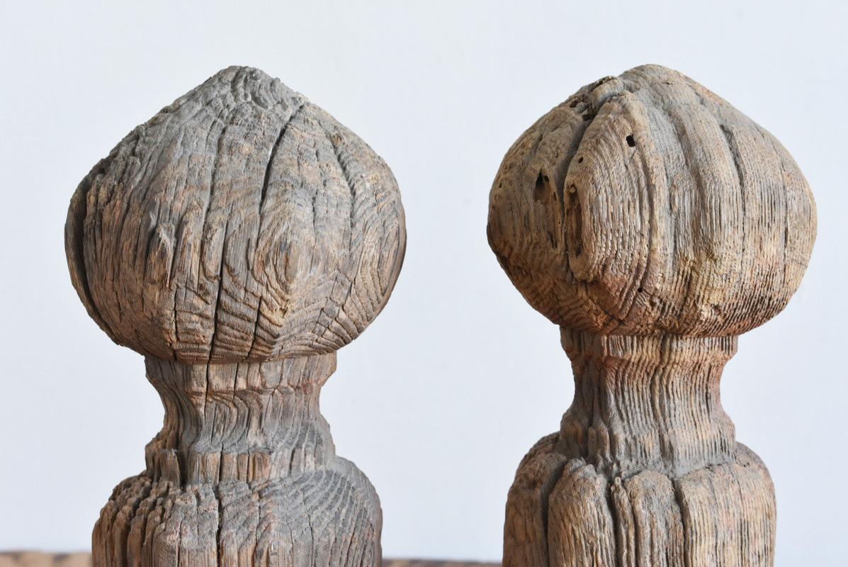 18th Century and Earlier Japanese Antique Traditional Design Wood Carving / Wabi-Sabi Art / Edo Period