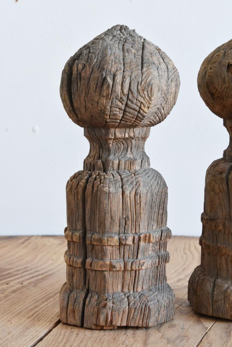 Japanese Antique Traditional Design Wood Carving / Wabi-Sabi Art / Edo Period 1