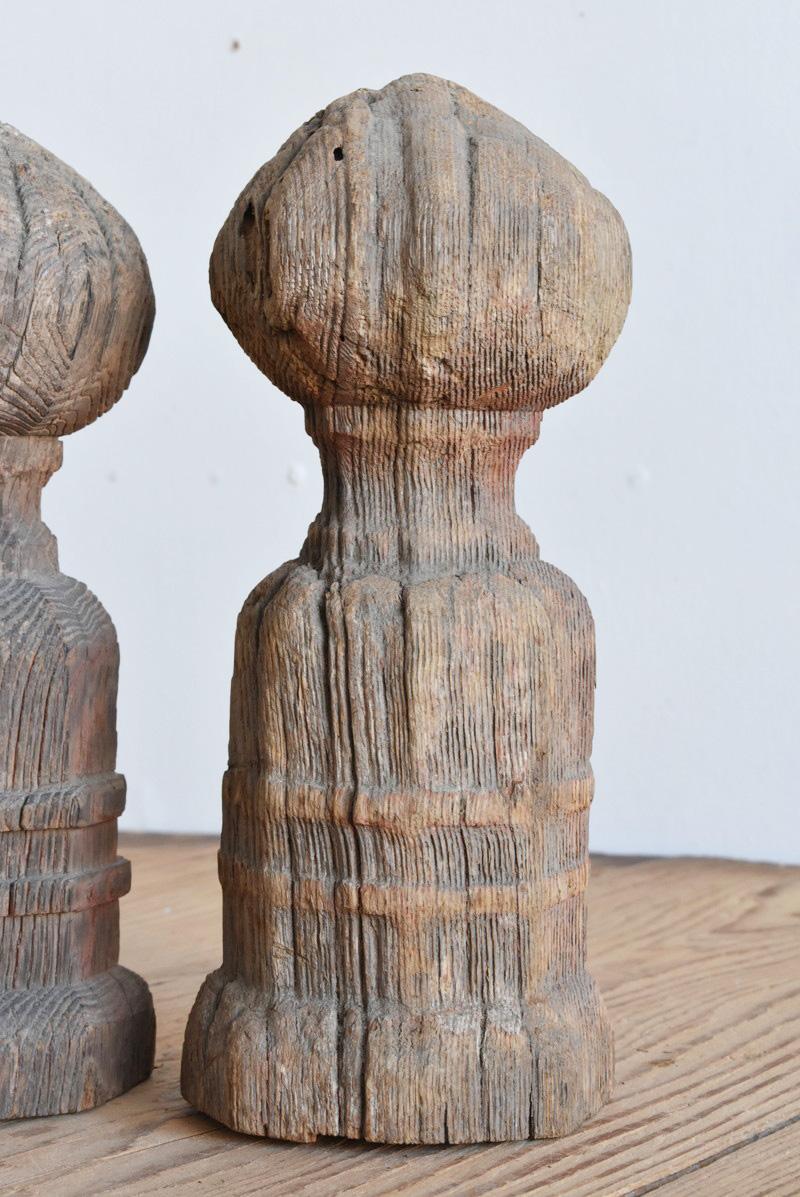 Japanese Antique Traditional Design Wood Carving / Wabi-Sabi Art / Edo Period 2
