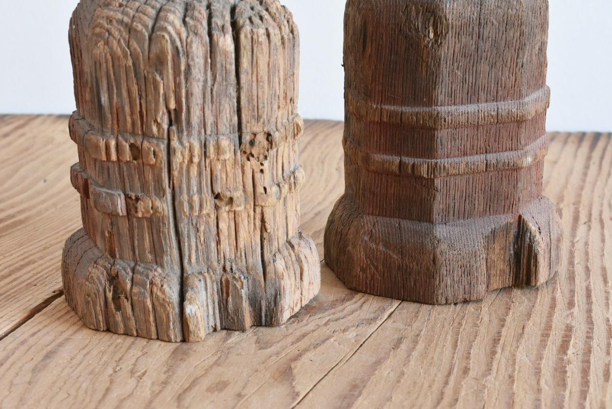 Japanese Antique Traditional Design Wood Carving / Wabi-Sabi Art / Edo Period 3
