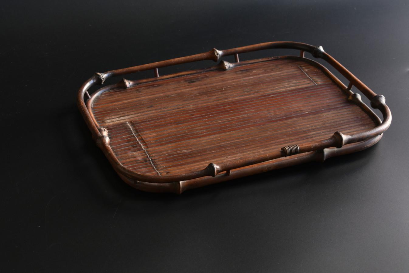 Japanese antique tray made of bamboo/Late Meiji to early Showa period/Wabi-sabi In Good Condition In Sammu-shi, Chiba