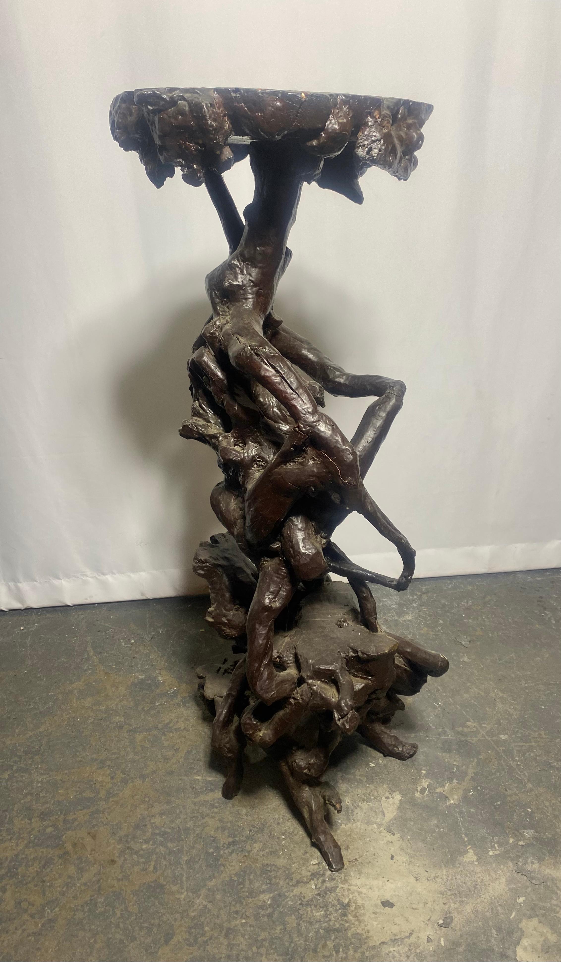 19th Century Japanese Antique Tree Root Stand 1860s-1900s / Pedistal / Side Table / Sculpture For Sale