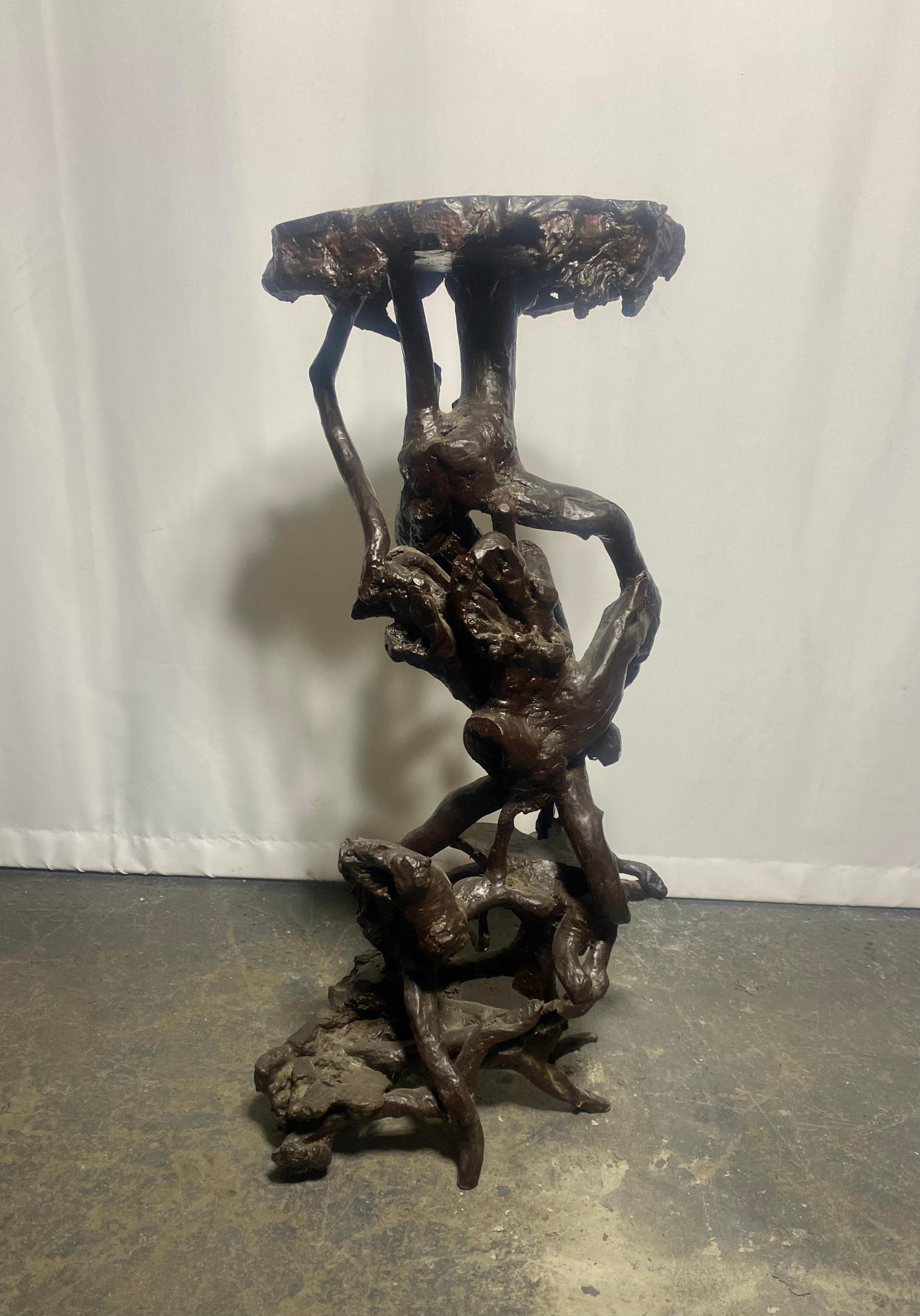Wood Japanese Antique Tree Root Stand 1860s-1900s / Pedistal / Side Table / Sculpture For Sale