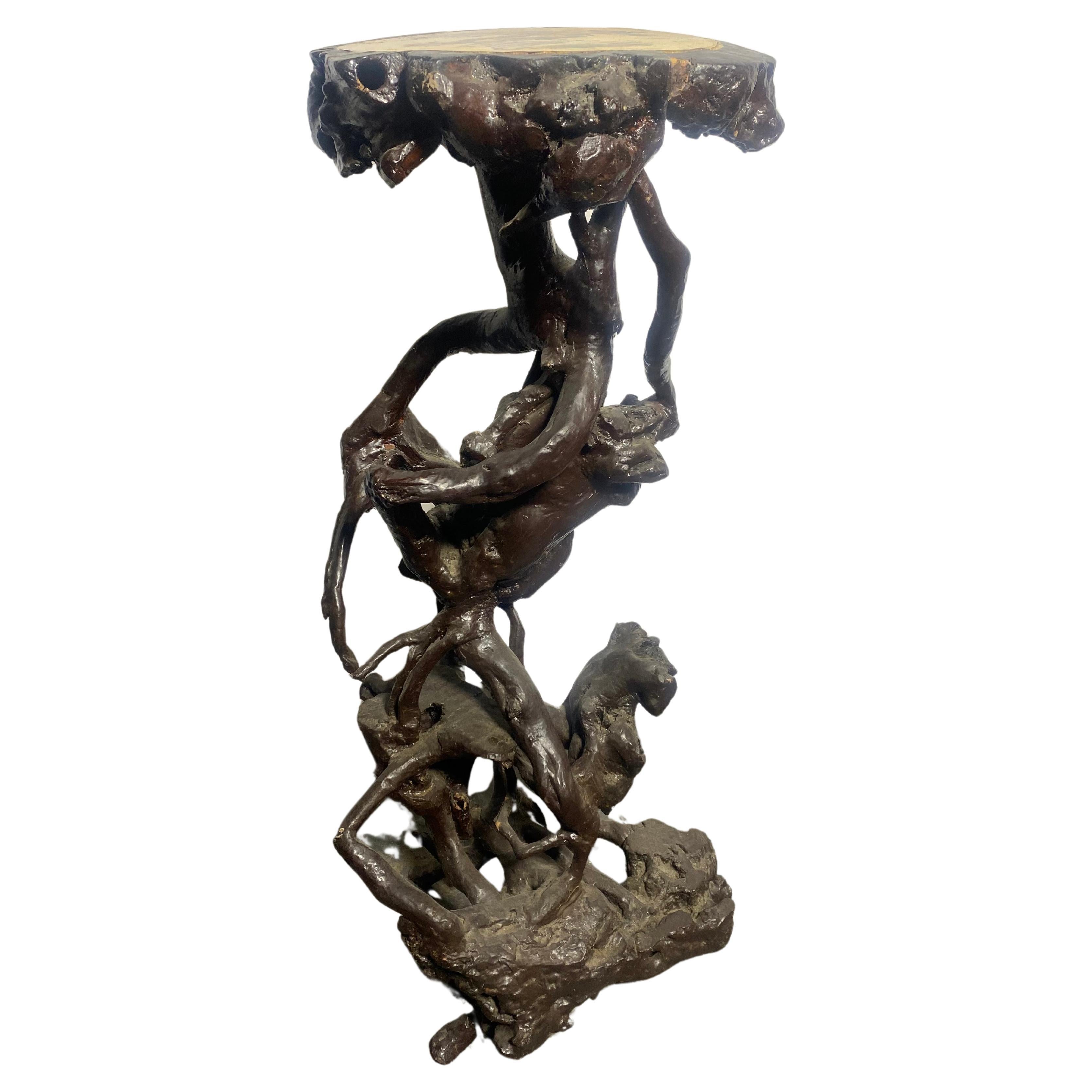 Soporte Japonés Antiguo de Raíz de Árbol Años 1860-1900 / Pedestal / Mesa Auxiliar / Escultura en venta
