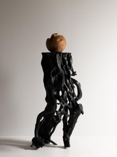 Tavolino giapponese antico con radici d'albero 1900-1940 / Tavolino Wabisabi