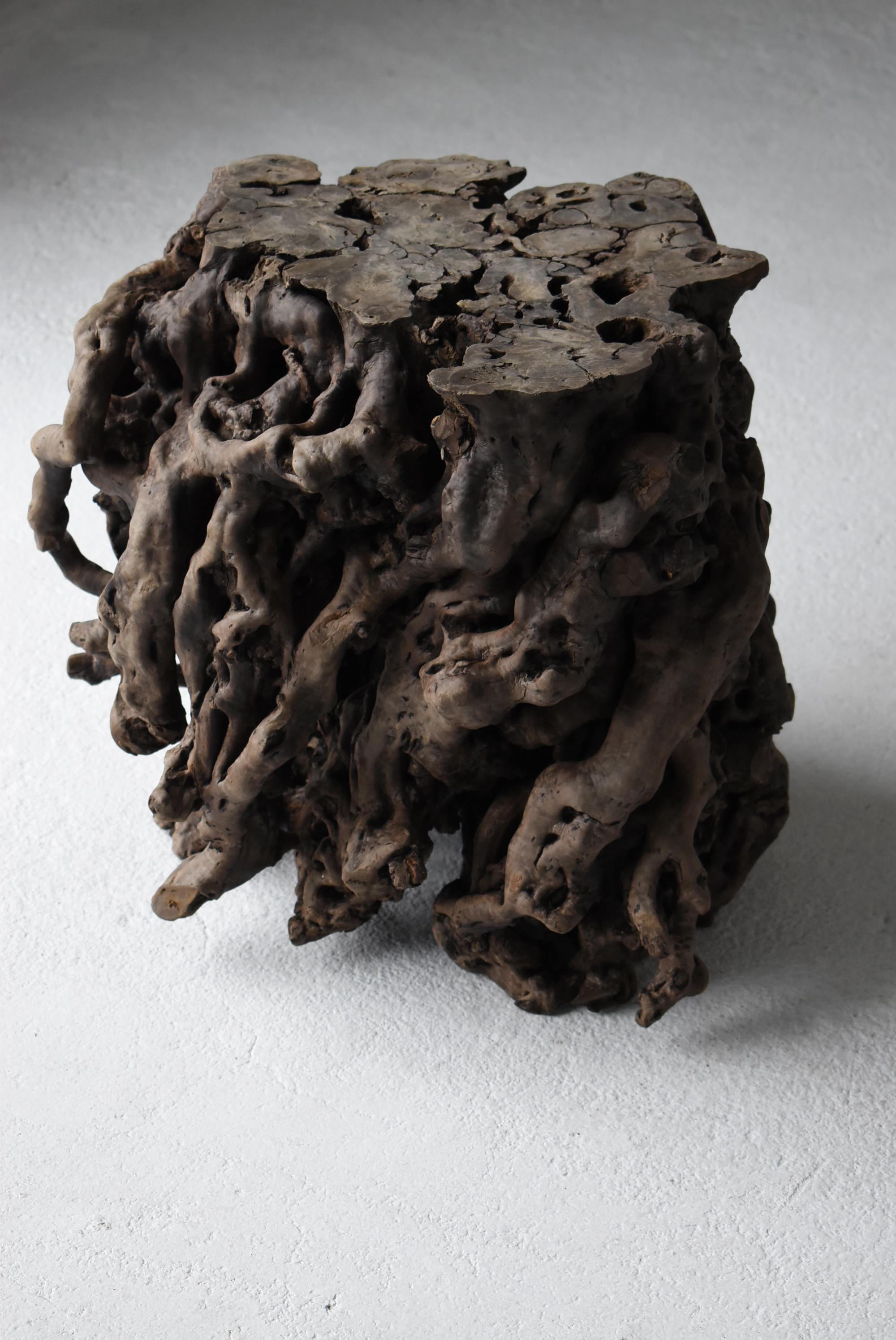 Woodwork Japanese Antique Tree Root Stool 1860s-1920s / Side Table Wabisabi