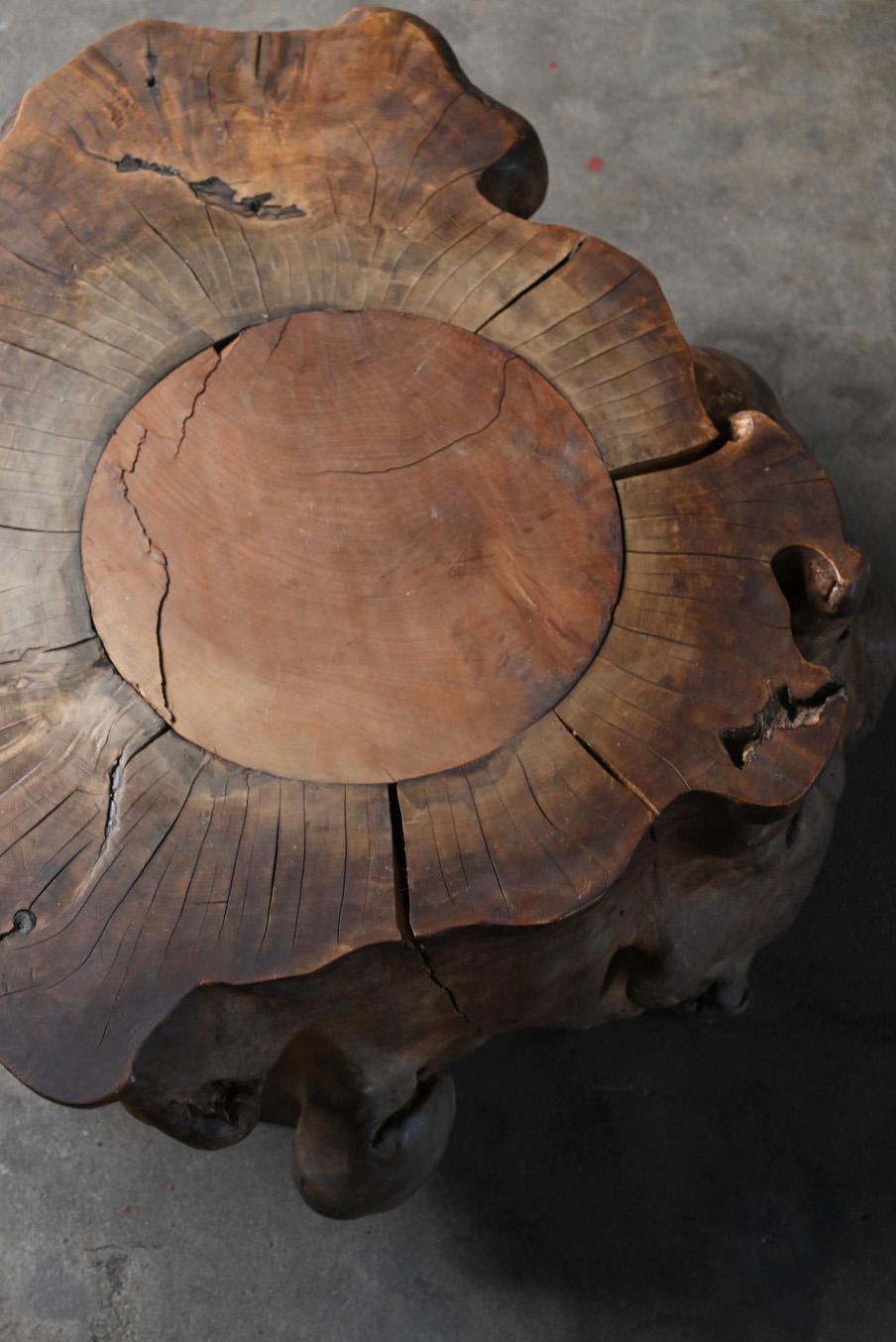 20th Century Japanese antique tree stump low table/coffee table/stool