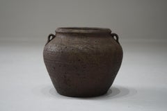 Antike japanische Tsubo-Blumenvase aus Keramik Wabi-Sabi