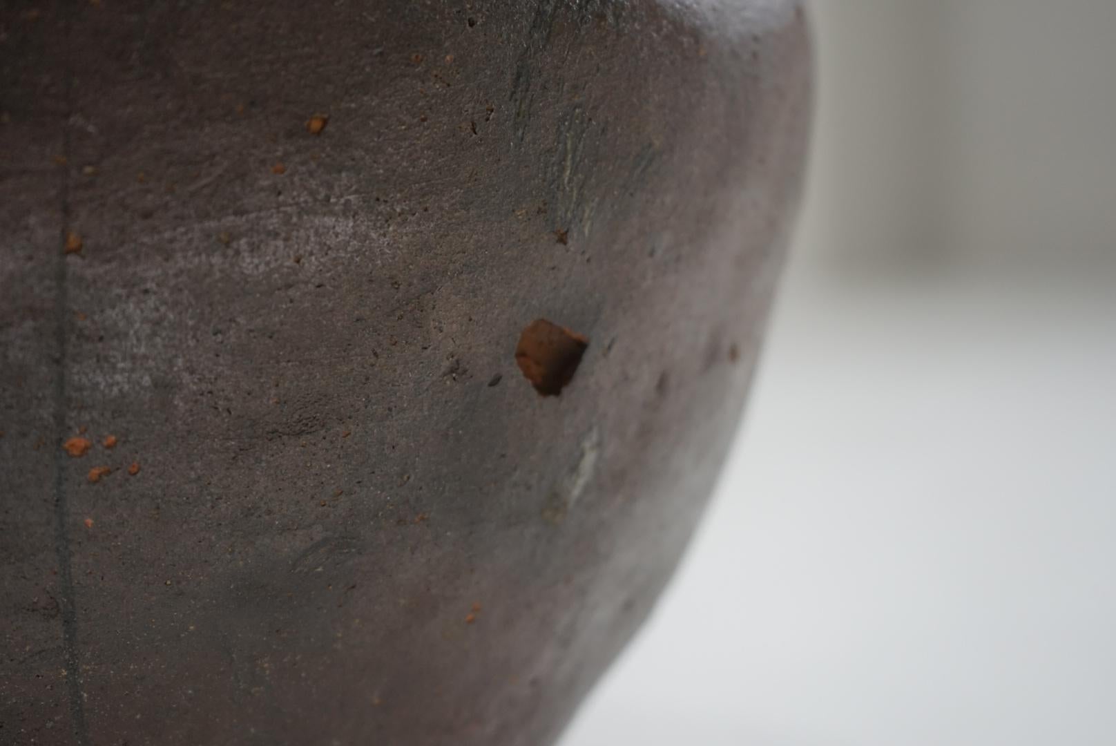 Pottery Japanese Antique Tsubo pot Flower Vase Wabi-Sabi For Sale