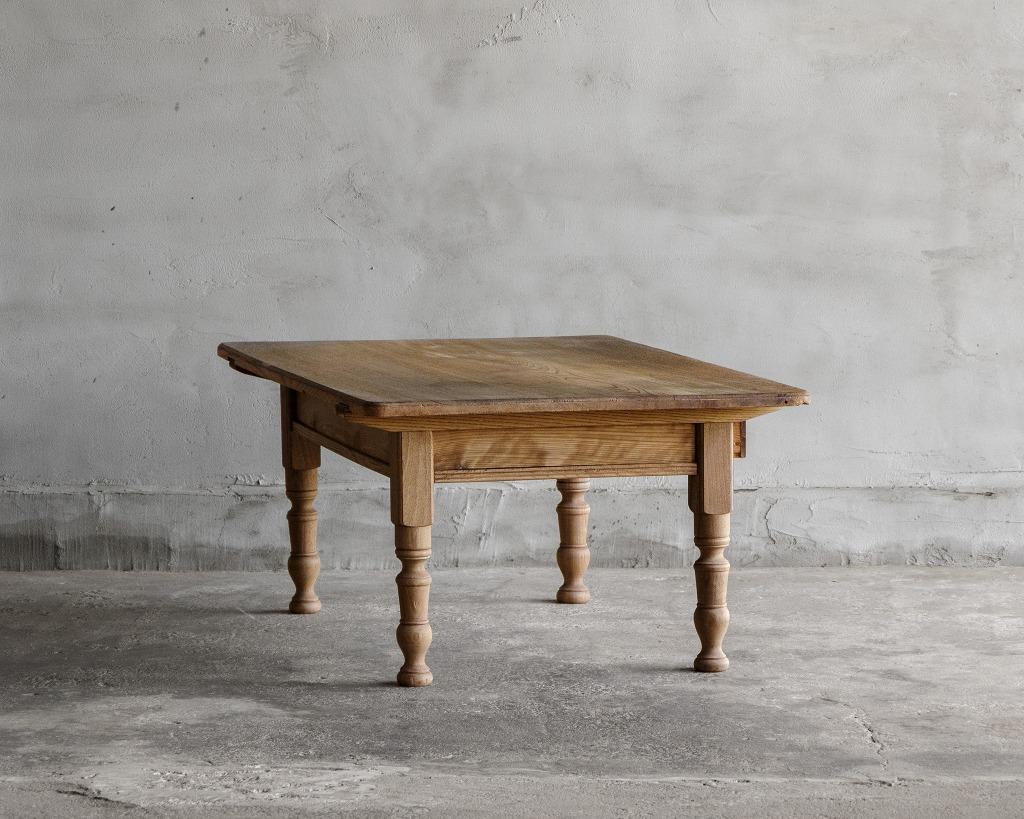 Showa Japanese Antique Turned Leg Low Table, Taisho Era'1912-1926', Wabi Sabi