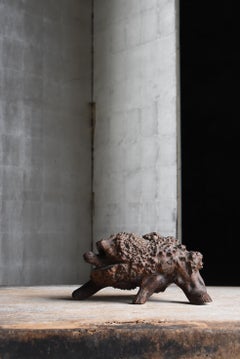 Japanese Antique Turtle Carved from a Natural Wood Burl 1900s-1940s / Wabisabi
