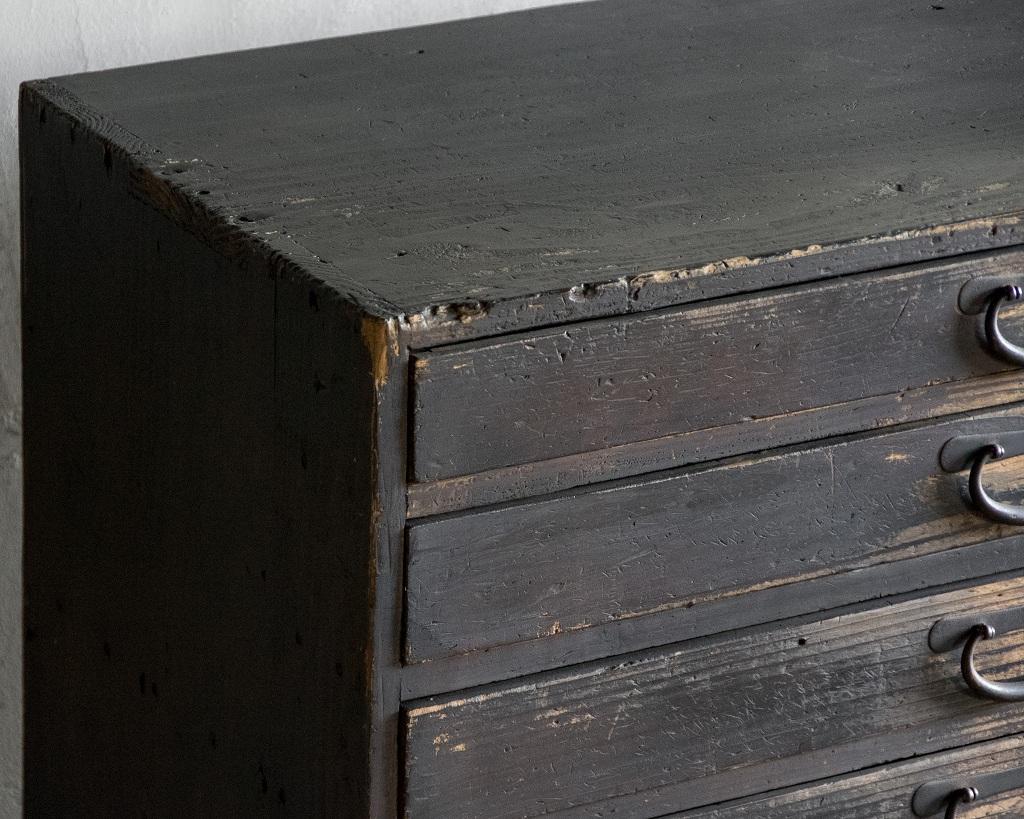 Japanese Antique Vertical Chest Of Drawers, Meiji Era'1868-1912', Wabi Sabi For Sale 9