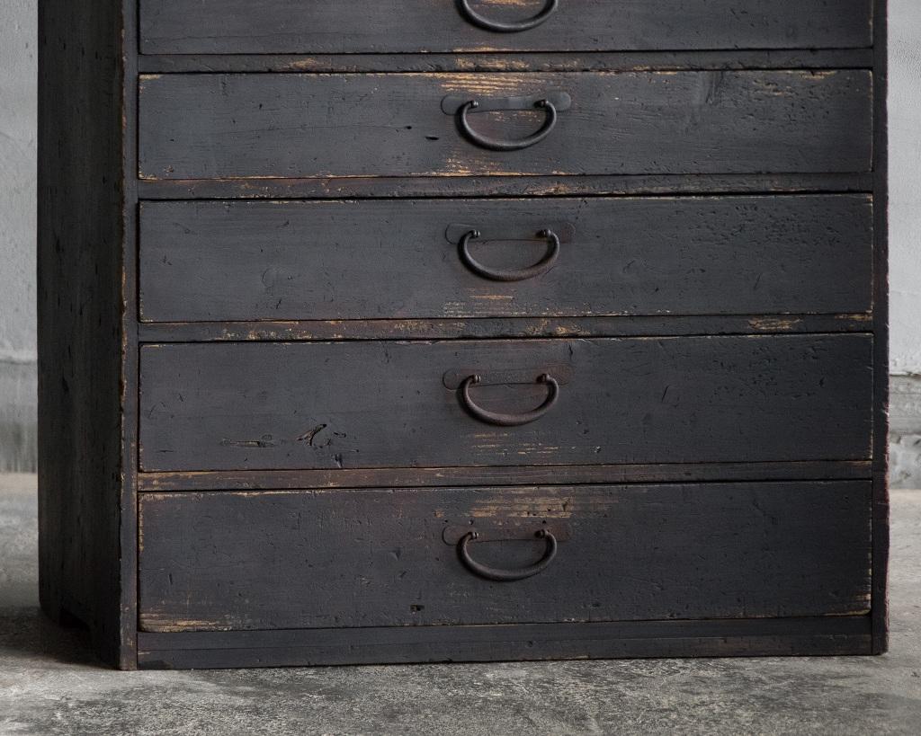 Japanese Antique Vertical Chest Of Drawers, Meiji Era'1868-1912', Wabi Sabi For Sale 2