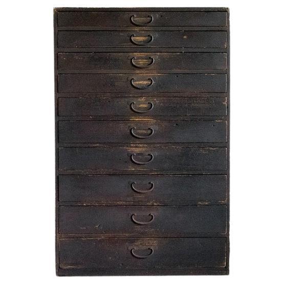 Japanese Antique Vertical Chest Of Drawers, Meiji Era'1868-1912', Wabi Sabi For Sale