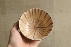 Antiguo cuenco japonés para té con rayas verticales/Siglo XIX a principios del XX/loza Seto