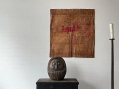 Japanese Antique Wabi-Sabi Abstract Panel・Layered Washi Kakishibu Tapestry/1870s
