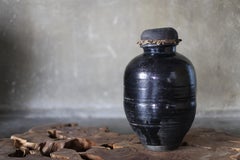 Jarrón Japonés Antiguo de Cerámica Wabi-Sabi BK Siglo XIX / Tsubo