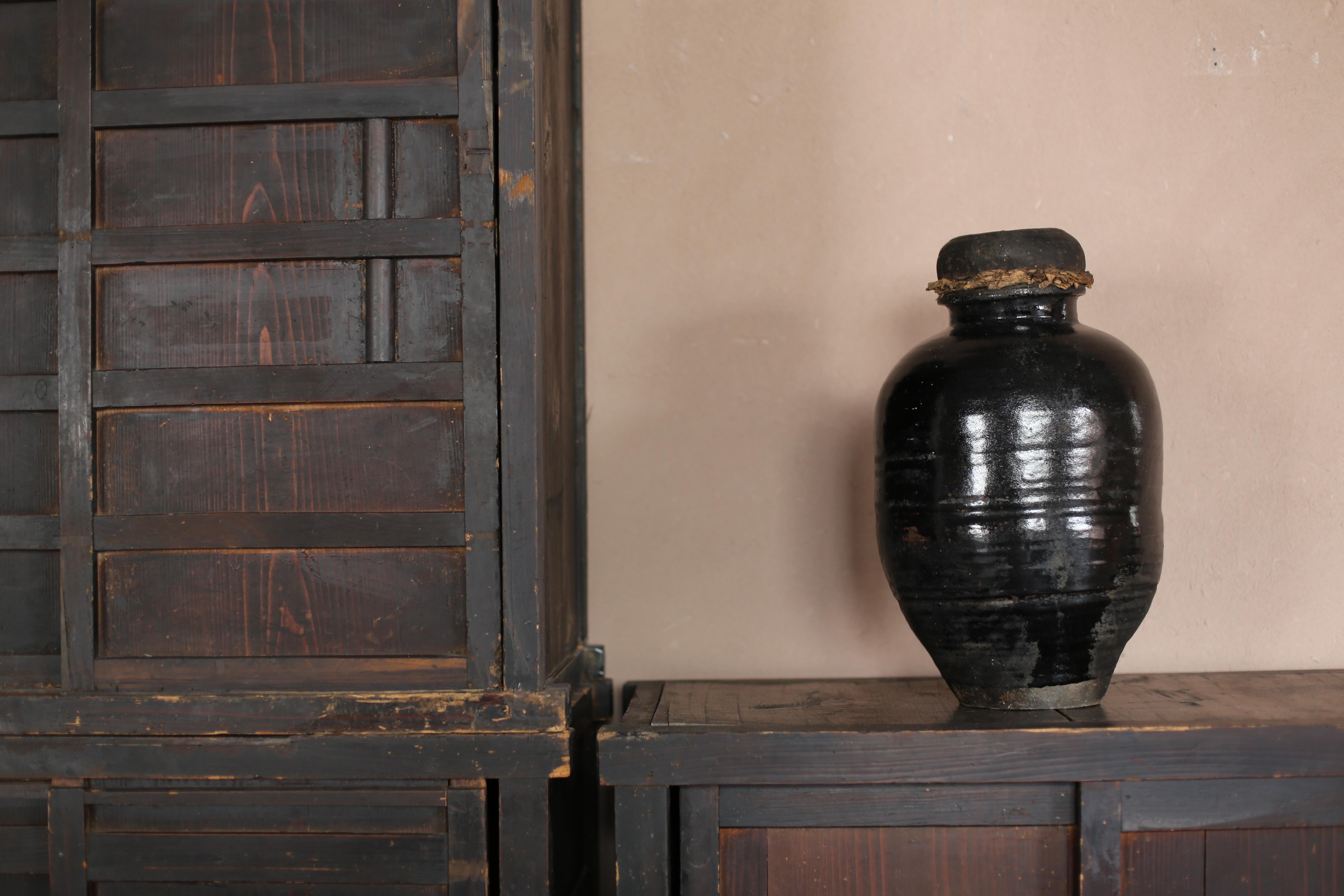 Japanese Antique Wabi-Sabi BK Pottery Vase 19th Century / Tsubo For Sale 4