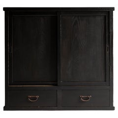 Japanese Antique Wabi Sabi Black Tansu 1860s-1900s / Chests Cabinet