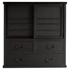 Japanese Antique Wabi Sabi Black Tansu 1860s-1900s / Chests Cabinet