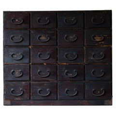 Japanese Antique Wabi-Sabi Black Urushi Tansu Box Chest with Multiple Drawers