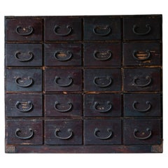 Japanese Antique Wabi-Sabi Black Urushi Tansu Box Chest with Multiple Drawers