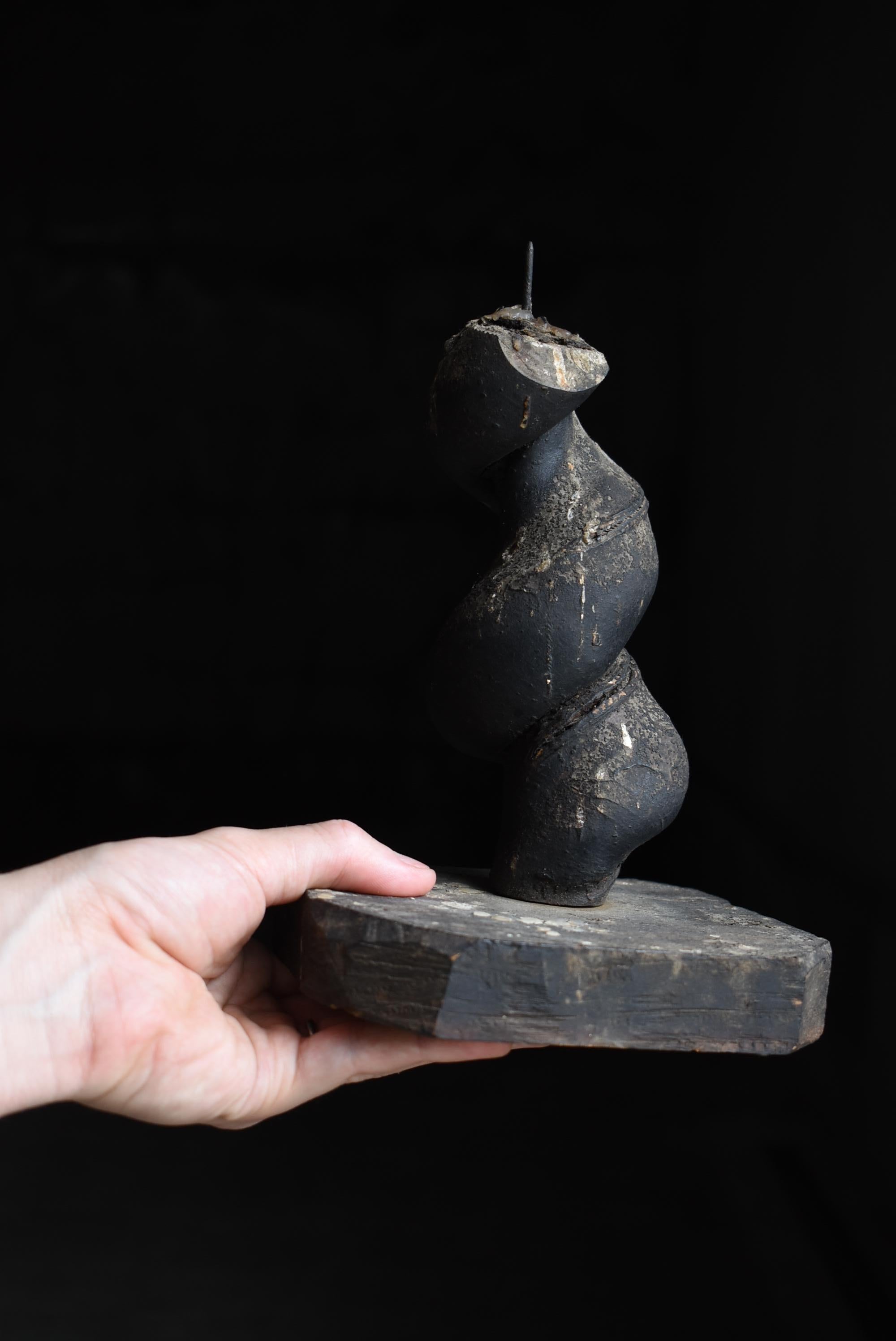 Palo de vela japonés antiguo Wabi Sabi 1800s-1860s / Tenedor Objeto de Arte 8