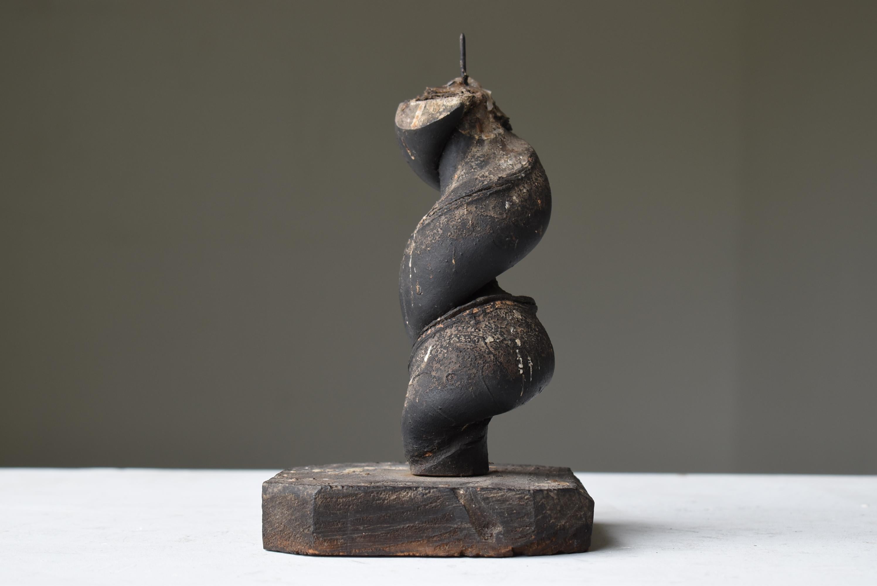Palo de vela japonés antiguo Wabi Sabi 1800s-1860s / Tenedor Objeto de Arte 1